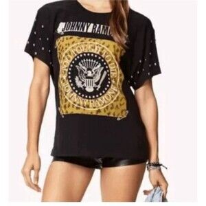 Johnny Ramone Too Tough To Die Studded Shirt Womens Cinder Block Backless Sz Lg